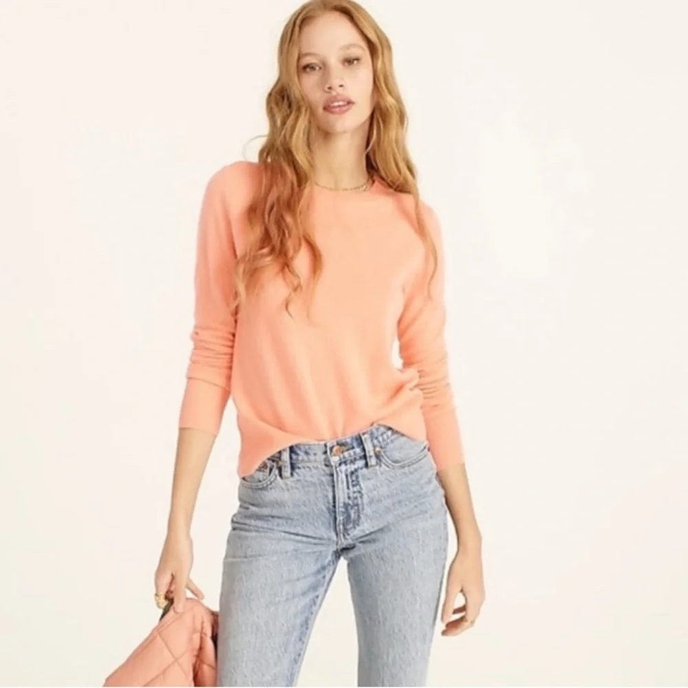 J. Crew Women's Coral Crew Neck Cashmere Sweater - Picture 4 of 5